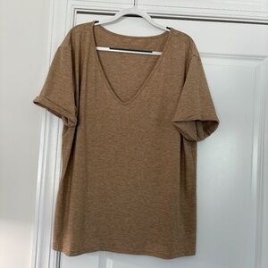 NEW Khaki V-Neck Short Sleeve Top